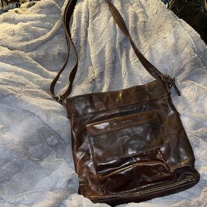 Spikes and Sparrow brown leather shoulder bag